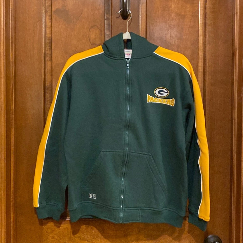 GREEN BAY PACKERS NFL hooded zip front sweatshirt jacket.